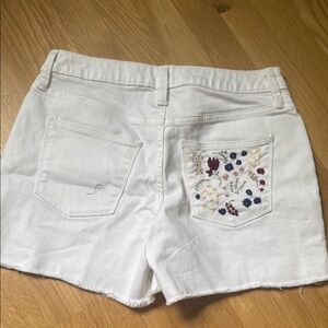 Women's White Denim hand embroidered Shorts